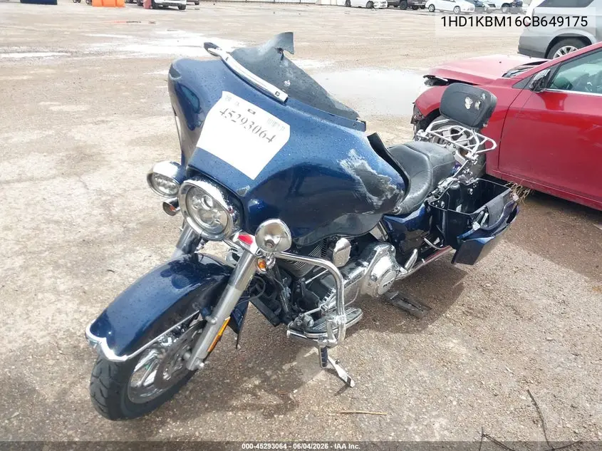 2012 Harley-Davidson Flhx Street Glide VIN: 1HD1KBM16CB649175 Lot: 45293064