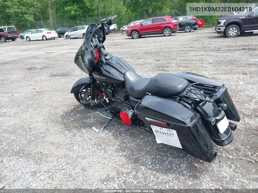 2014 Harley-Davidson Flhx Street Glide VIN: 1HD1KBM32EB604318 Lot: 45341527