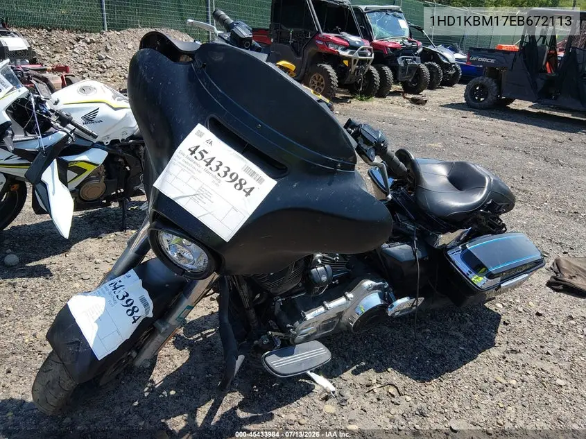 2014 Harley-Davidson Flhx Street Glide VIN: 1HD1KBM17EB672113 Lot: 45433984