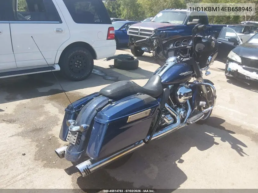 2014 Harley-Davidson Flhx Street Glide VIN: 1HD1KBM14EB658945 Lot: 45514783