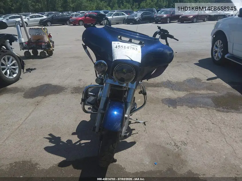 2014 Harley-Davidson Flhx Street Glide VIN: 1HD1KBM14EB658945 Lot: 45514783