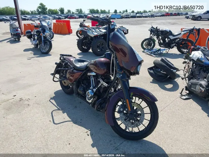 2018 Harley-Davidson Flhxs Street Glide Special VIN: 1HD1KRC10JB650720 Lot: 45116603