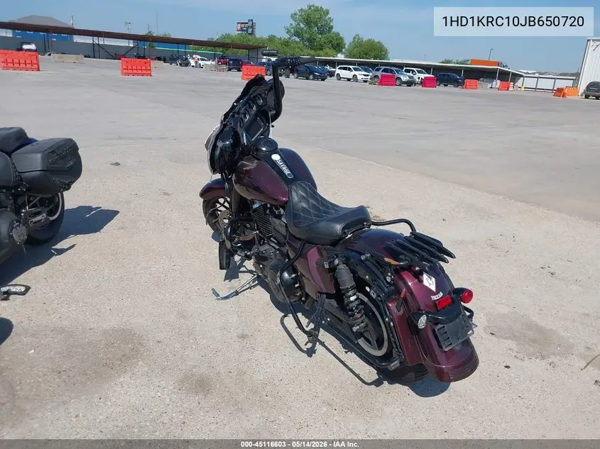 2018 Harley-Davidson Flhxs Street Glide Special VIN: 1HD1KRC10JB650720 Lot: 45116603