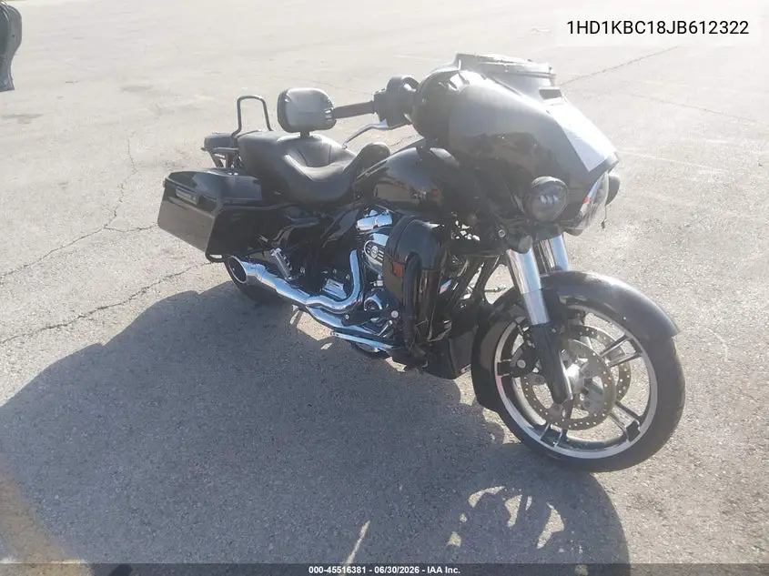 2018 Harley-Davidson Flhx Street Glide VIN: 1HD1KBC18JB612322 Lot: 45516381