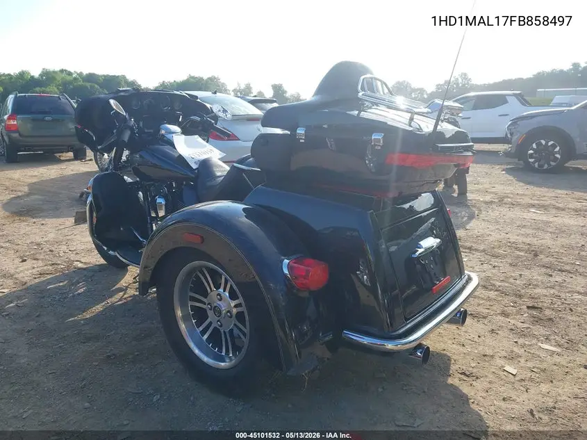 2015 Harley-Davidson Flhtcutg Tri Glide Ultra VIN: 1HD1MAL17FB858497 Lot: 45101532