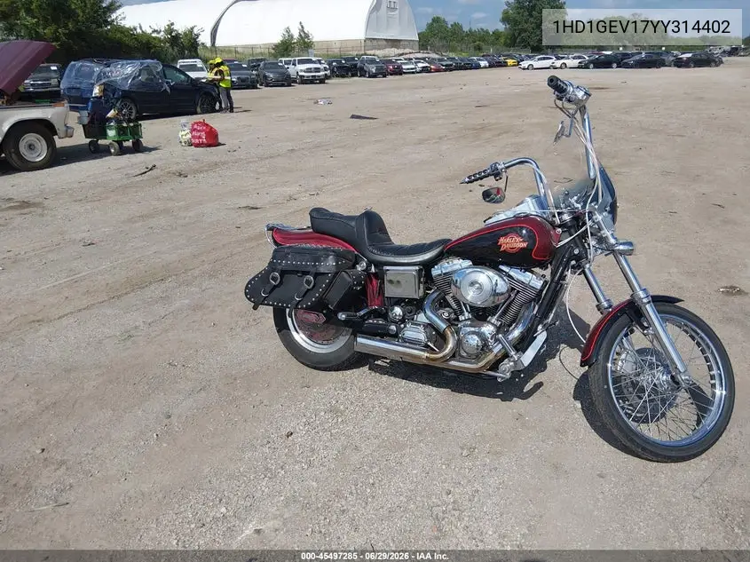 2000 Harley-Davidson Fxdwg VIN: 1HD1GEV17YY314402 Lot: 45497285