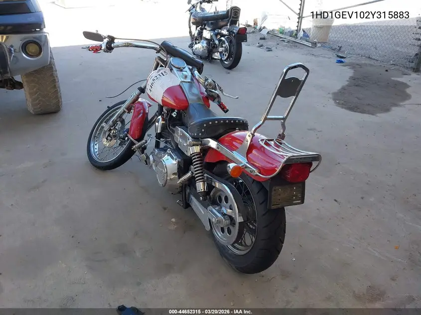2002 Harley-Davidson Fxdwg VIN: 1HD1GEV102Y315883 Lot: 44652315