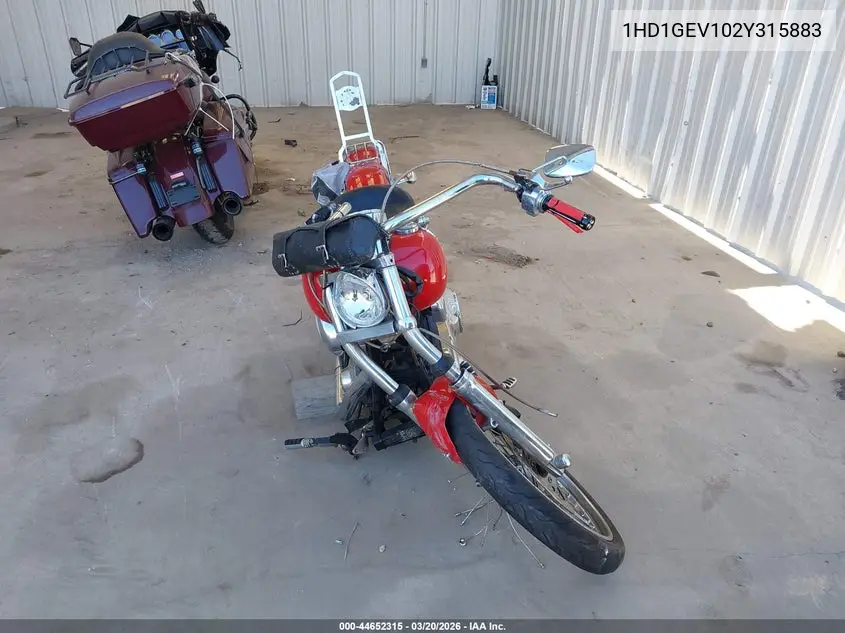 2002 Harley-Davidson Fxdwg VIN: 1HD1GEV102Y315883 Lot: 44652315