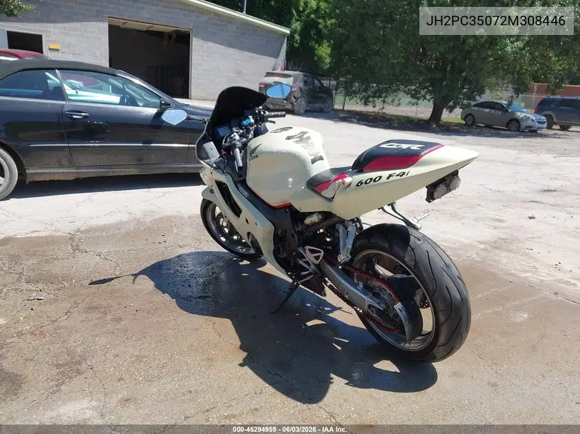 2002 Honda Cbr600 F4 VIN: JH2PC35072M308446 Lot: 45294959