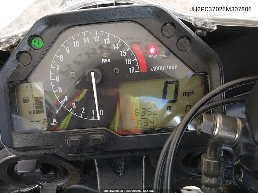 2006 Honda Cbr600 Rr VIN: JH2PC37026M307806 Lot: 45268838