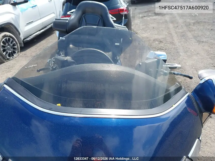 2007 Honda Gl1800 A VIN: 1HFSC47517A600920 Lot: 12633347