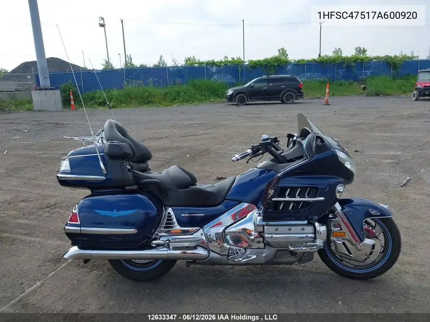 2007 Honda Gl1800 A VIN: 1HFSC47517A600920 Lot: 12633347