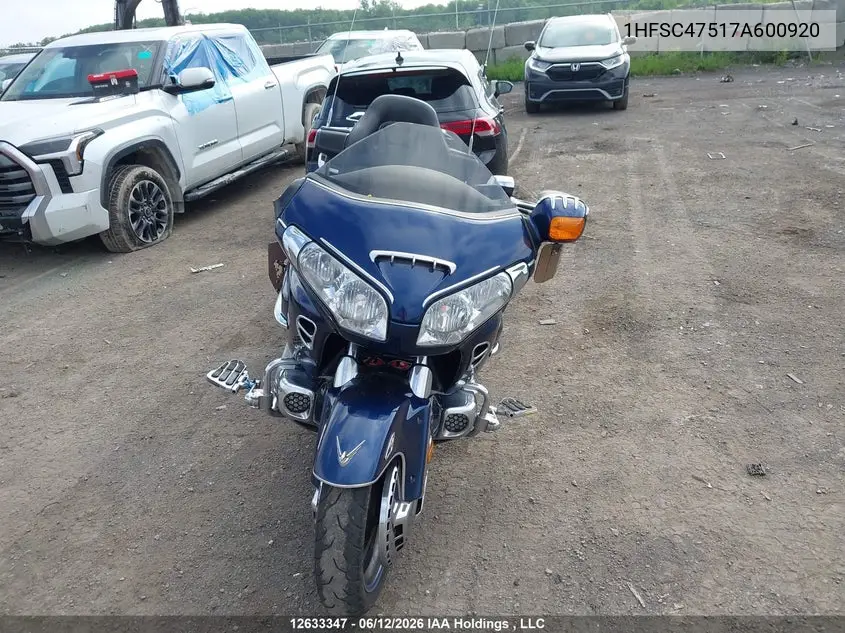 2007 Honda Gl1800 A VIN: 1HFSC47517A600920 Lot: 12633347