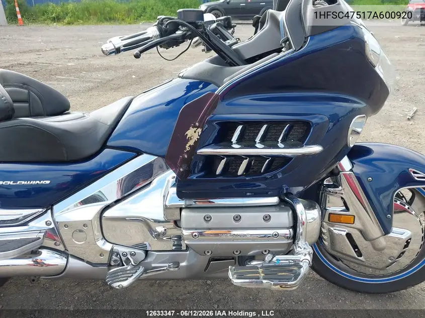 2007 Honda Gl1800 A VIN: 1HFSC47517A600920 Lot: 12633347