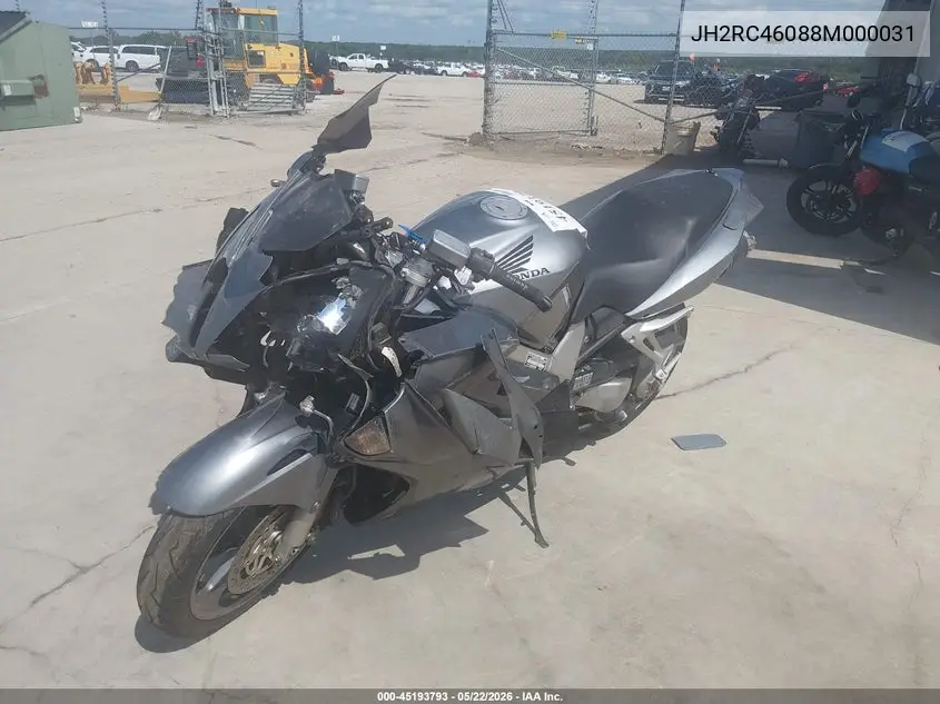2008 Honda Vfr800 VIN: JH2RC46088M000031 Lot: 45193793