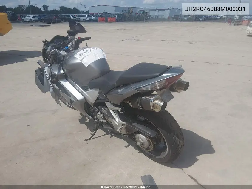 2008 Honda Vfr800 VIN: JH2RC46088M000031 Lot: 45193793