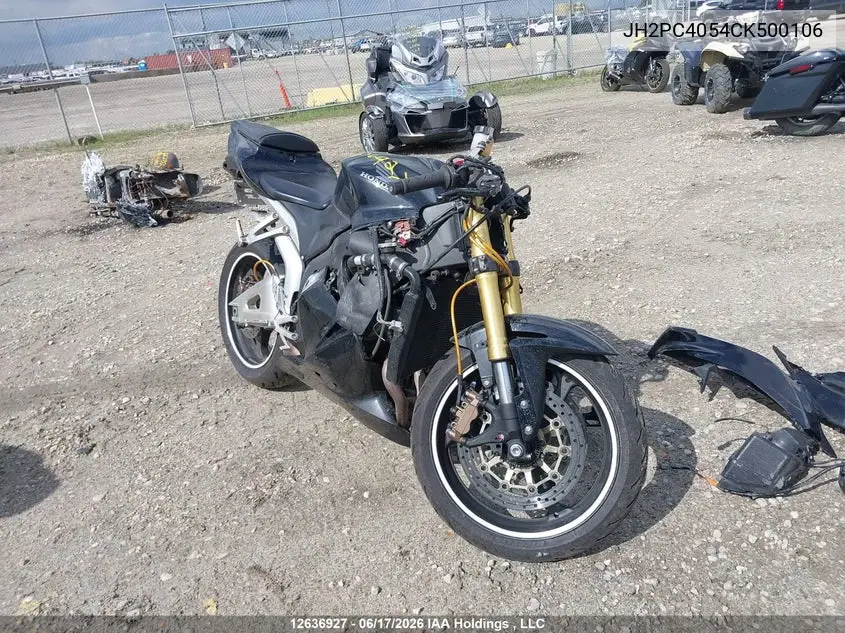 2012 Honda Cbr600 Rr-Abs VIN: JH2PC4054CK500106 Lot: 12636927