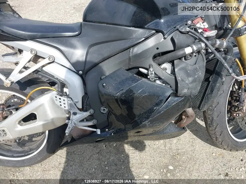2012 Honda Cbr600 Rr-Abs VIN: JH2PC4054CK500106 Lot: 12636927