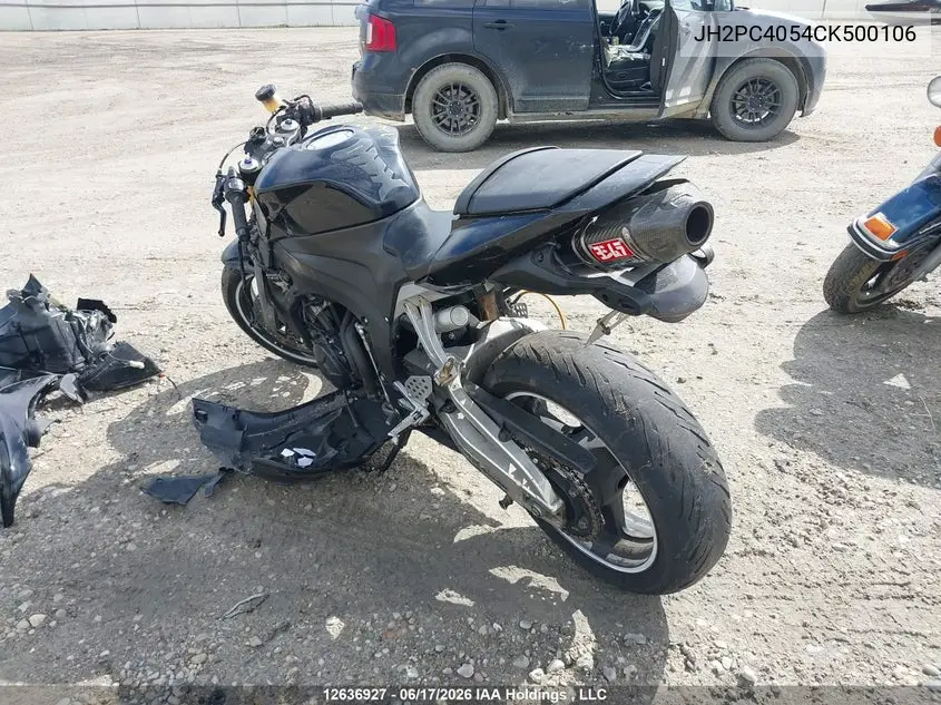 2012 Honda Cbr600 Rr-Abs VIN: JH2PC4054CK500106 Lot: 12636927
