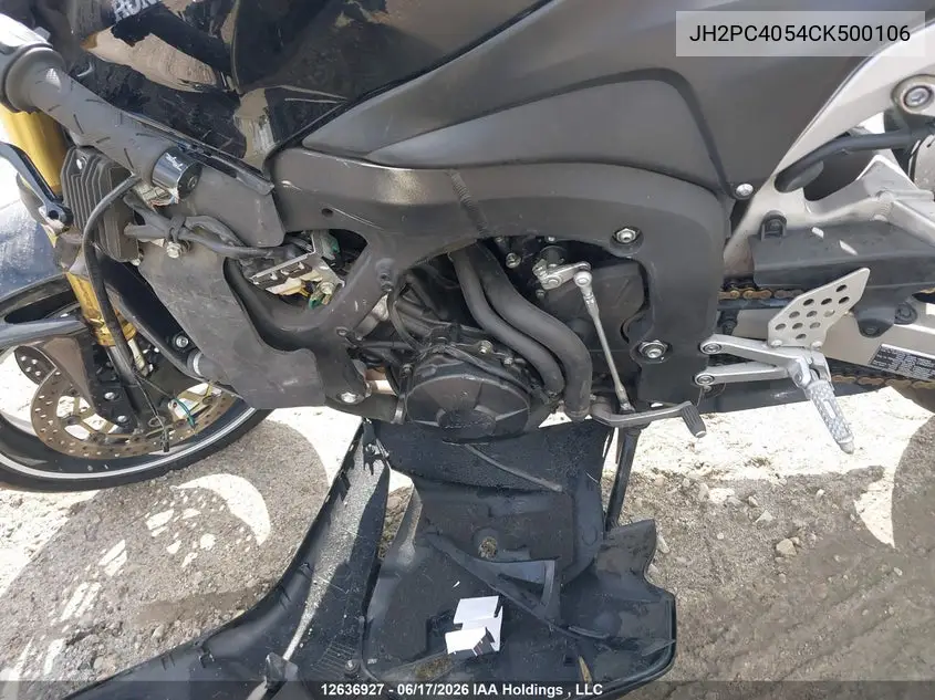 2012 Honda Cbr600 Rr-Abs VIN: JH2PC4054CK500106 Lot: 12636927