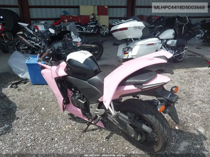 2013 Honda Cbr500 R VIN: MLHPC4418D5003668 Lot: 45279181