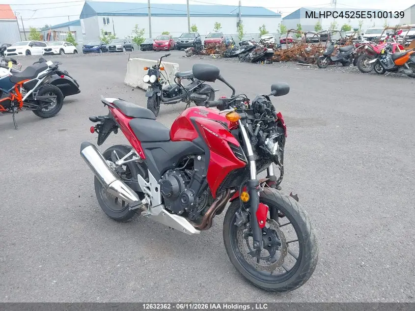 2014 Honda Cb500 F VIN: MLHPC4525E5100139 Lot: 12632362