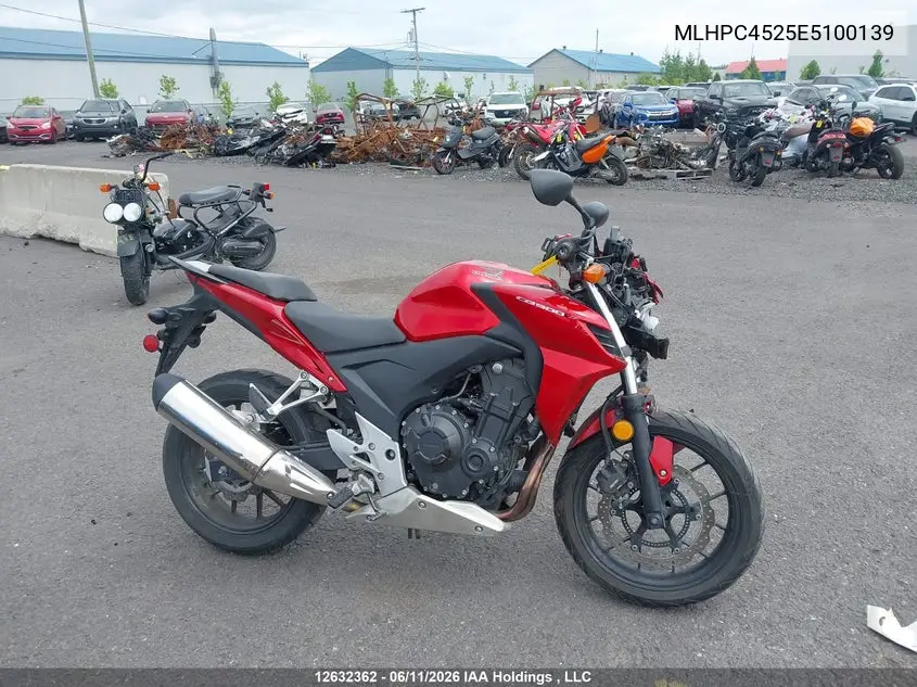 2014 Honda Cb500 F VIN: MLHPC4525E5100139 Lot: 12632362