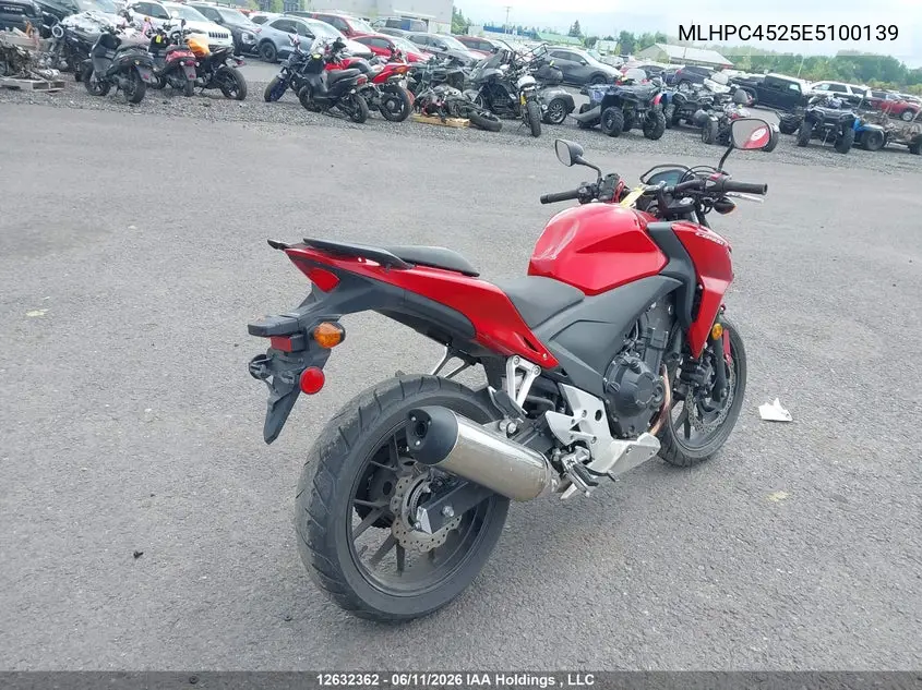 2014 Honda Cb500 F VIN: MLHPC4525E5100139 Lot: 12632362