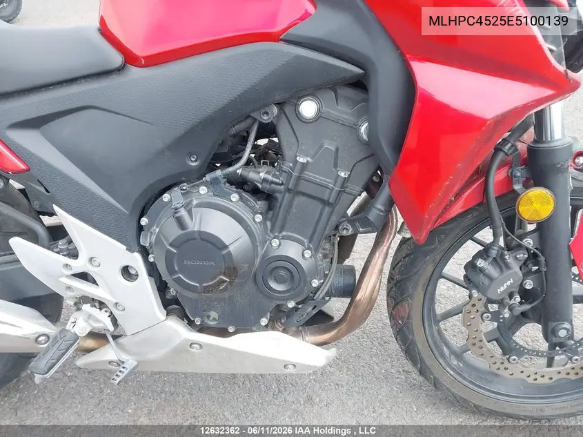 2014 Honda Cb500 F VIN: MLHPC4525E5100139 Lot: 12632362