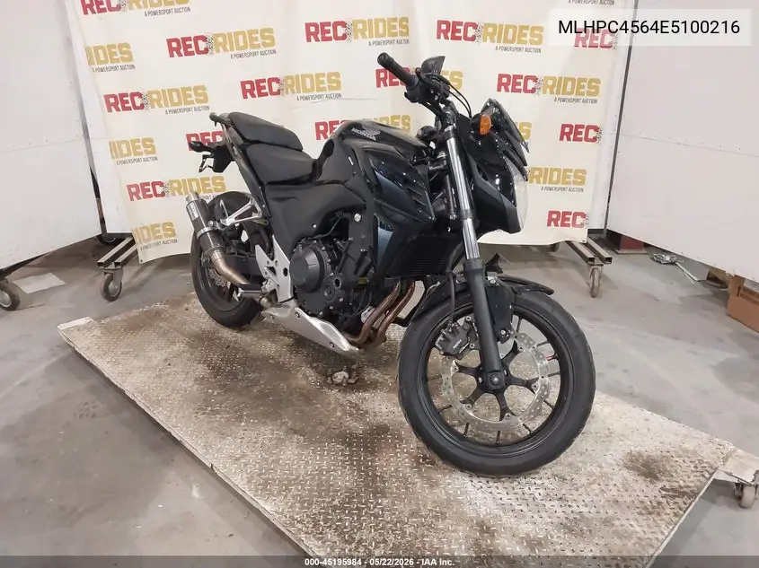 2014 Honda Cb500 F VIN: MLHPC4564E5100216 Lot: 45195984