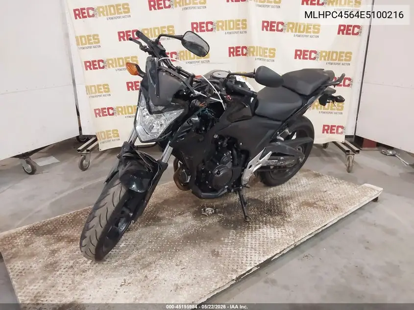 2014 Honda Cb500 F VIN: MLHPC4564E5100216 Lot: 45195984