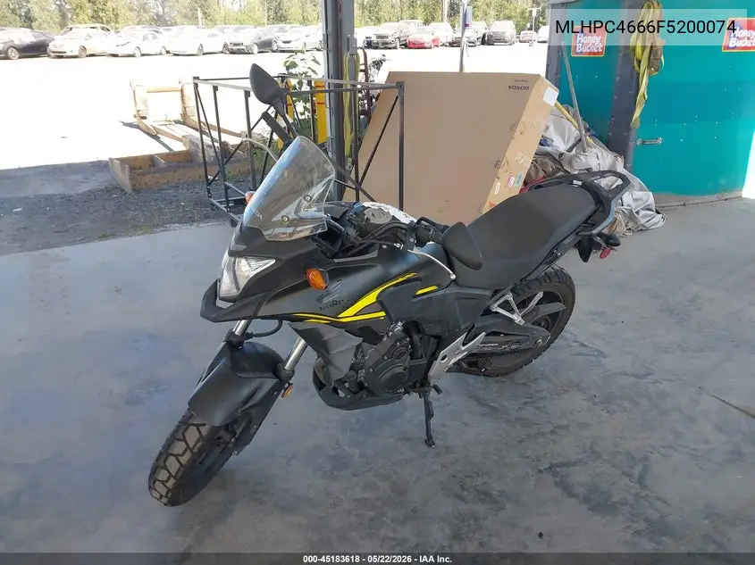2015 Honda Cb500 X VIN: MLHPC4666F5200074 Lot: 45183618