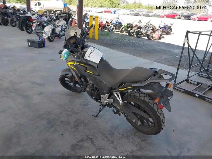 2015 Honda Cb500 X VIN: MLHPC4666F5200074 Lot: 45183618