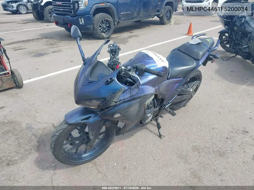 2015 Honda Cbr500 R VIN: MLHPC4461F5200034 Lot: 45370011