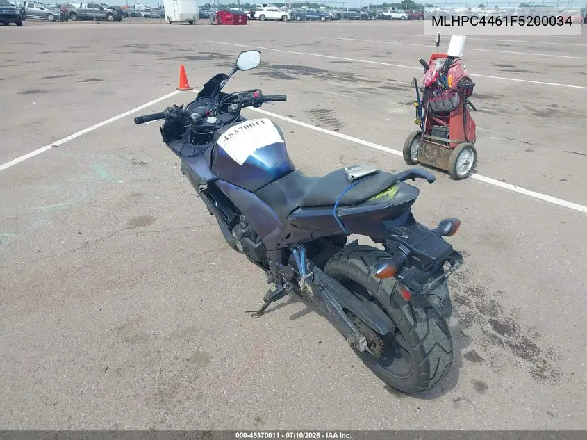 2015 Honda Cbr500 R VIN: MLHPC4461F5200034 Lot: 45370011