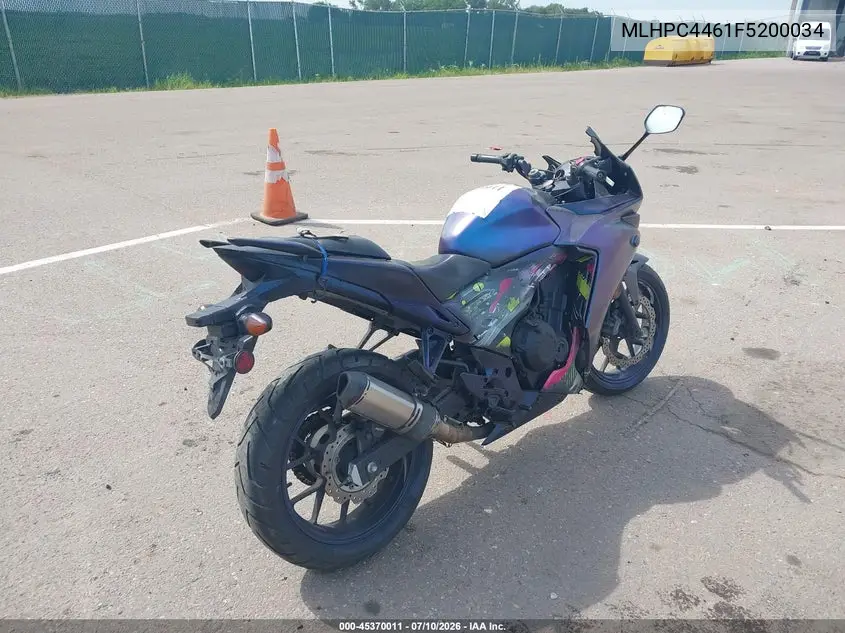 2015 Honda Cbr500 R VIN: MLHPC4461F5200034 Lot: 45370011