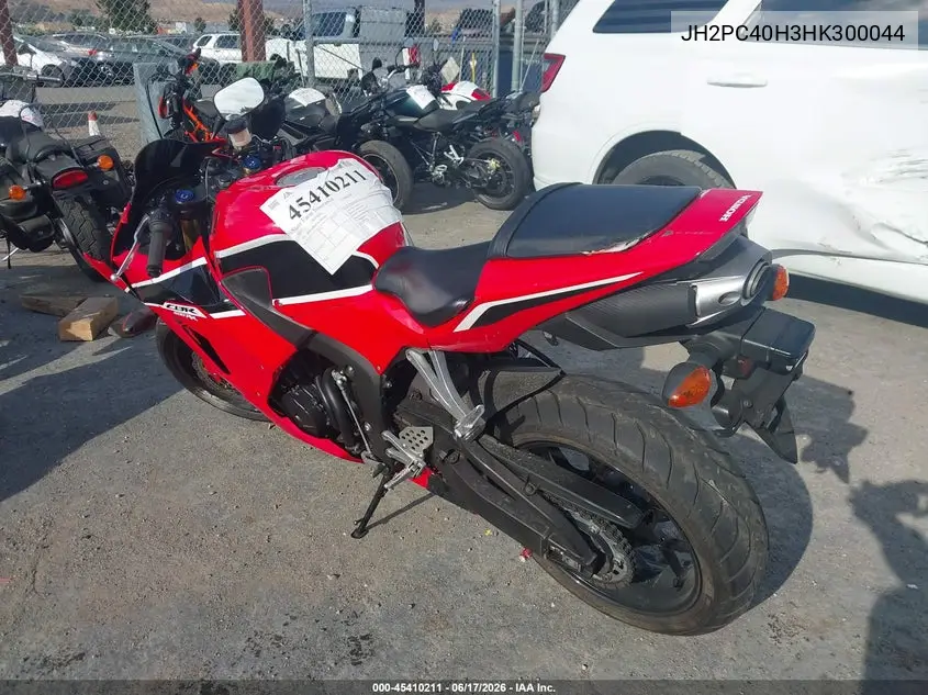 2017 Honda Cbr600 Rr VIN: JH2PC40H3HK300044 Lot: 45410211