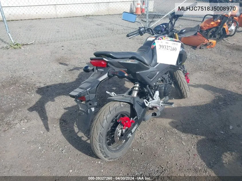 2018 Honda Grom VIN: MLHJC7518J5008970 Lot: 39327260