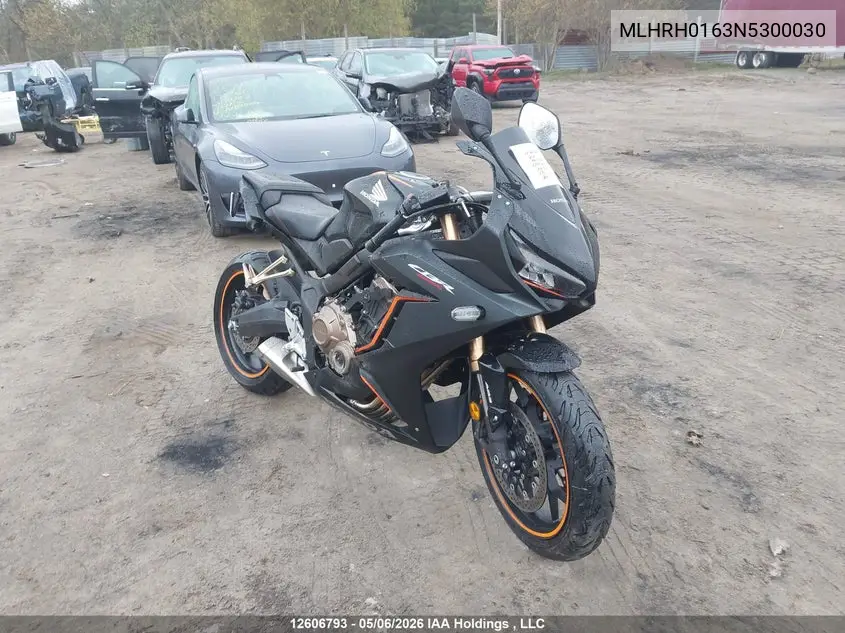 2022 Honda Cbr650 Ra VIN: MLHRH0163N5300030 Lot: 12606793