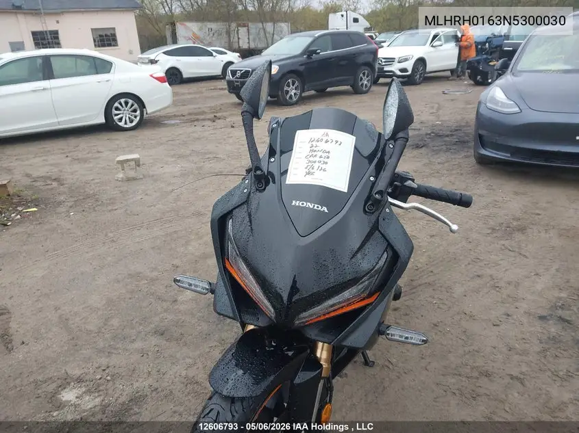 2022 Honda Cbr650 Ra VIN: MLHRH0163N5300030 Lot: 12606793