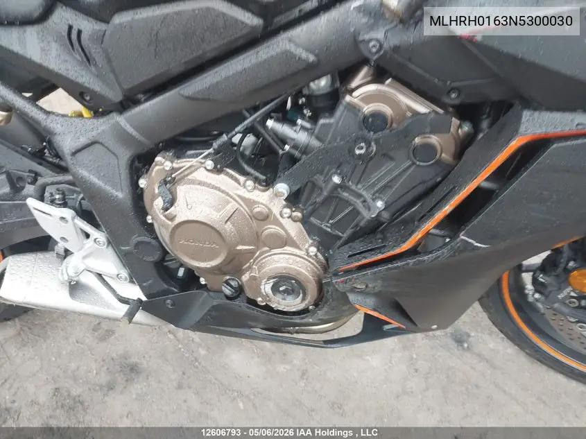 2022 Honda Cbr650 Ra VIN: MLHRH0163N5300030 Lot: 12606793