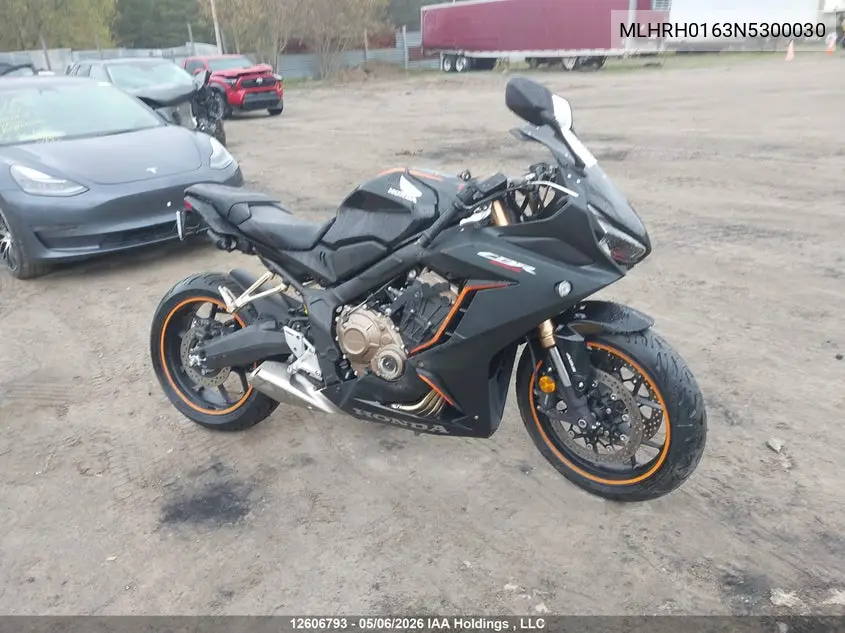 2022 Honda Cbr650 Ra VIN: MLHRH0163N5300030 Lot: 12606793