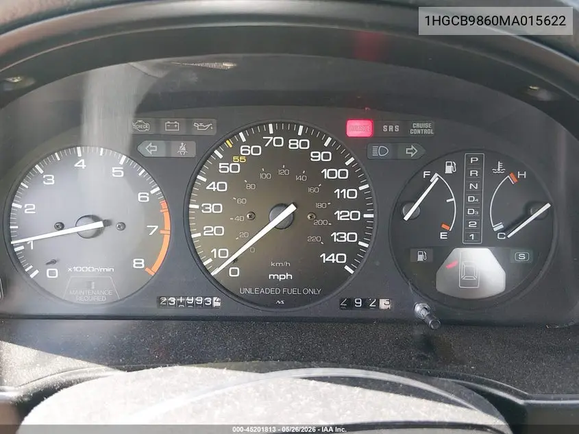1991 Honda Accord Ex VIN: 1HGCB9860MA015622 Lot: 45201813