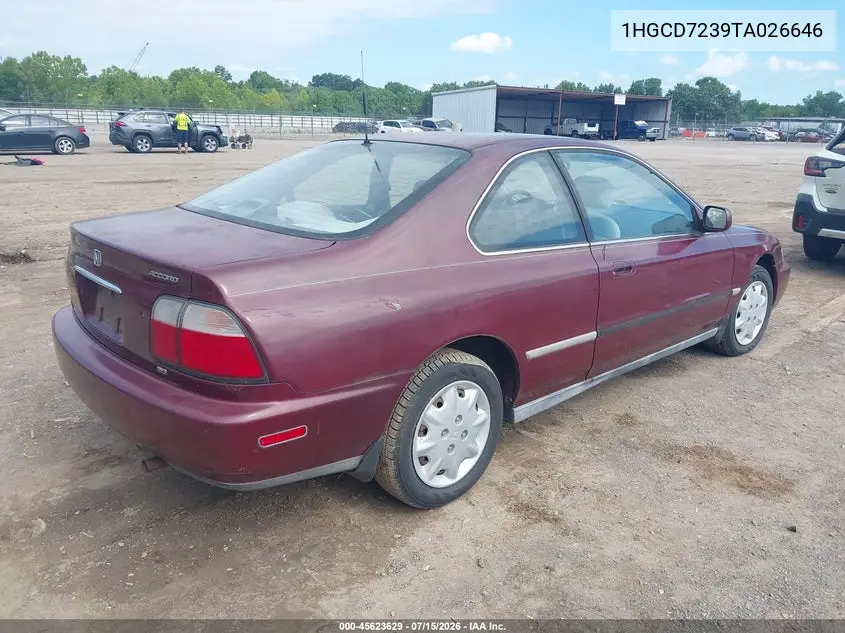 1996 Honda Accord Lx VIN: 1HGCD7239TA026646 Lot: 45623629