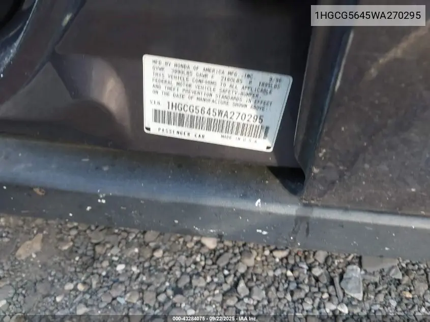 1HGCG5645WA270295 1998 Honda Accord Lx