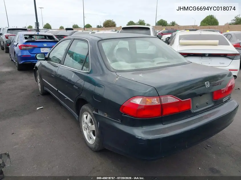 2000 Honda Accord 2.3 Se VIN: JHMCG6694YC018074 Lot: 45619757