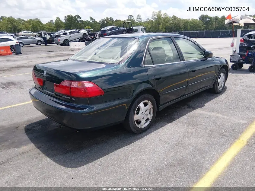 2000 Honda Accord 2.3 Ex VIN: JHMCG6606YC035704 Lot: 45650681