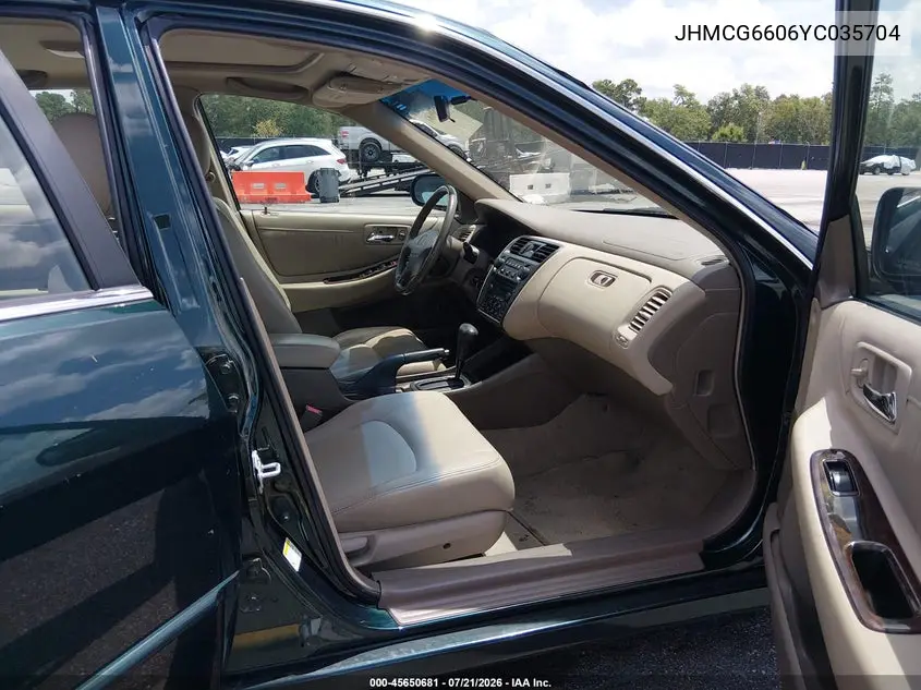 2000 Honda Accord 2.3 Ex VIN: JHMCG6606YC035704 Lot: 45650681