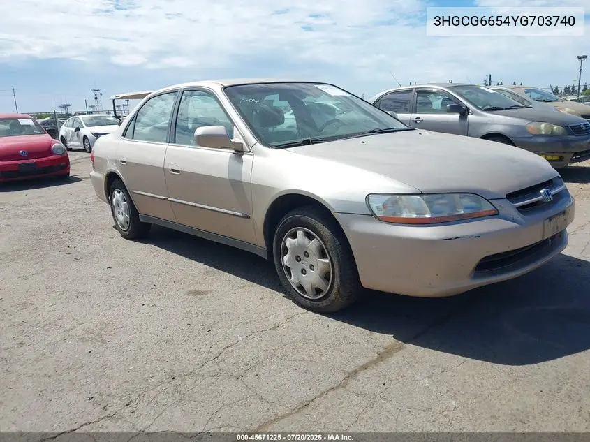 2000 Honda Accord 2.3 Lx VIN: 3HGCG6654YG703740 Lot: 45671225