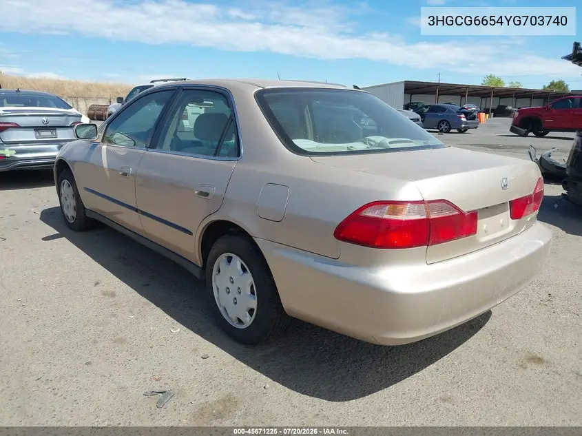 2000 Honda Accord 2.3 Lx VIN: 3HGCG6654YG703740 Lot: 45671225